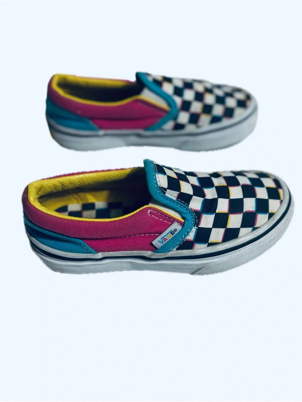 Vans Kids Unisex Girls / Boys Crazy Checked Multi Color Slip Ons Size